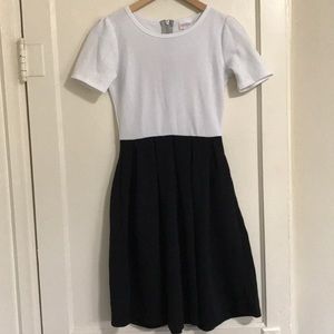 LulaRoe black and white dress with pockets
